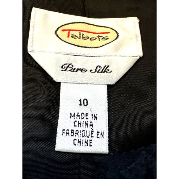 Talbots Size 10 Navy Pure Silk Jacket Textured Brocade Evening City Chic Luxury - Picture 9 of 13